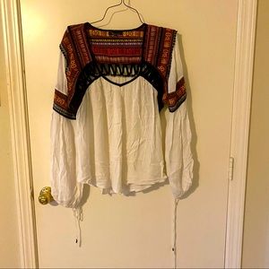 Tribal Pattern Balloon Sleeve Top